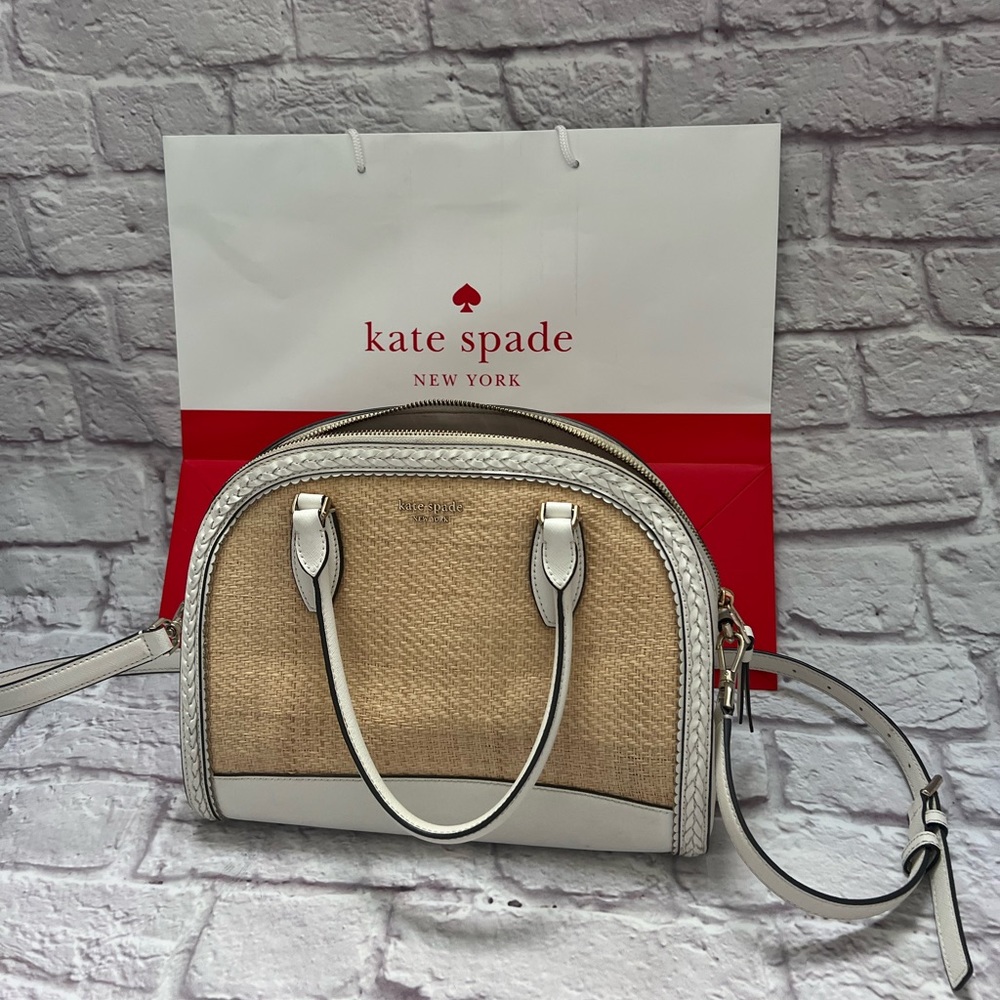 Kate spade New York Raffia dome satchel handles and crossbody - Picture 2 of 15